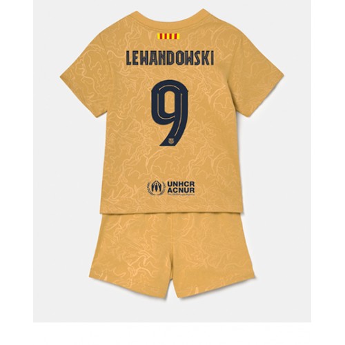 Dres Barcelona Robert Lewandowski #9 Gostujuci za djecu 2022-23 Kratak Rukav (+ kratke hlače)